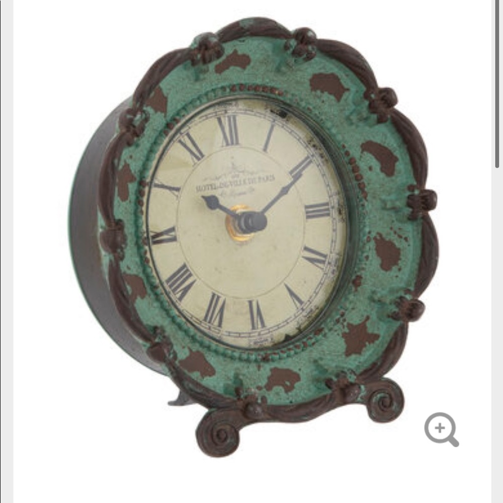 Turquoise Distressed Metal Clock